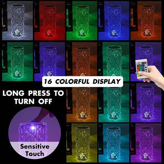 16 Color Rose Crystal Diamond Table Lamp